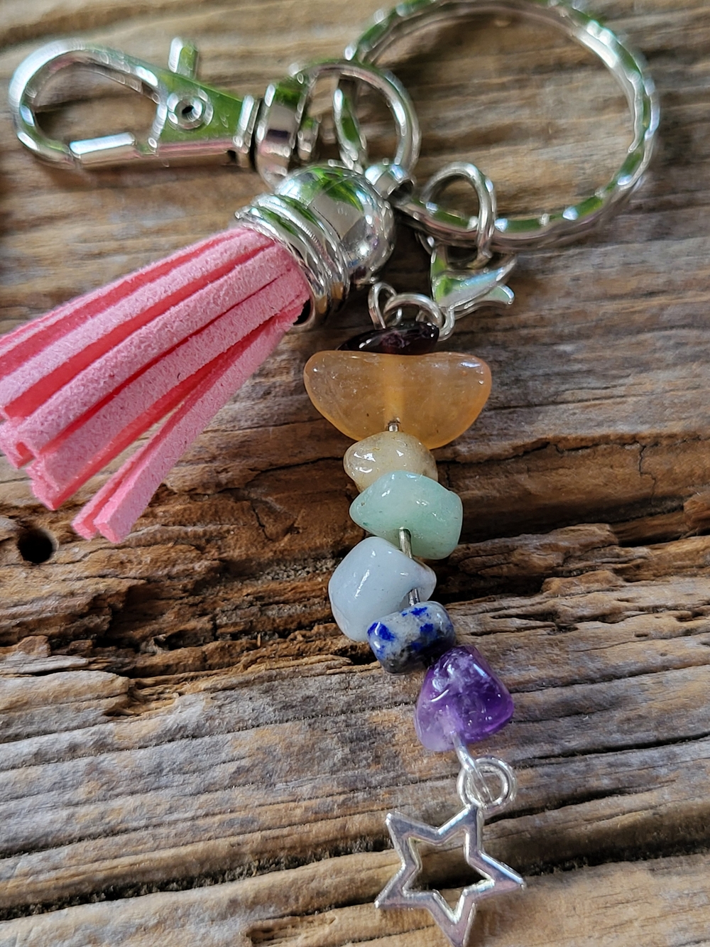 Multi-Color Gemstone Keychain